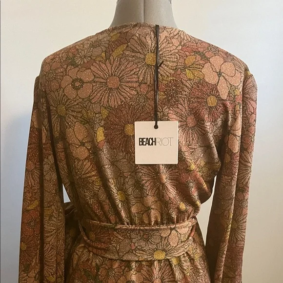 Beach Riot Floral Long Sleeve Dress - orange and Brown - Picture 8 of 10